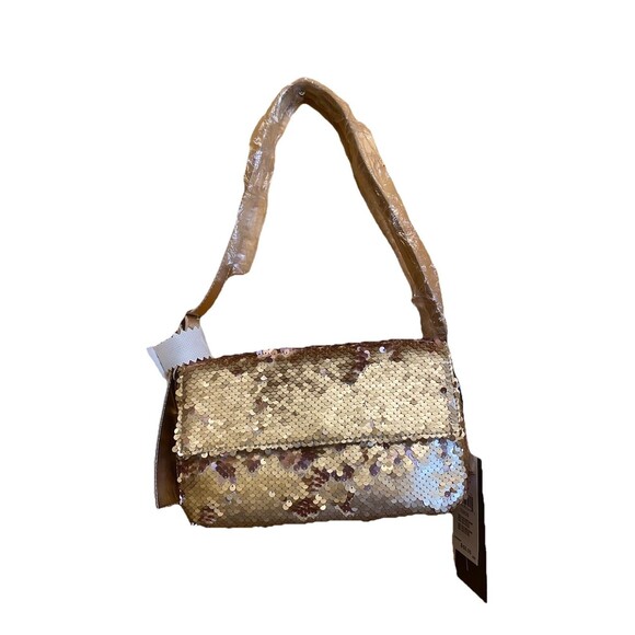 Nicole Miller Gold Sequin Shoulder Bag Size Small Appx. 9"x6"x1.5" RETAIL $60.00 - Picture 2 of 13